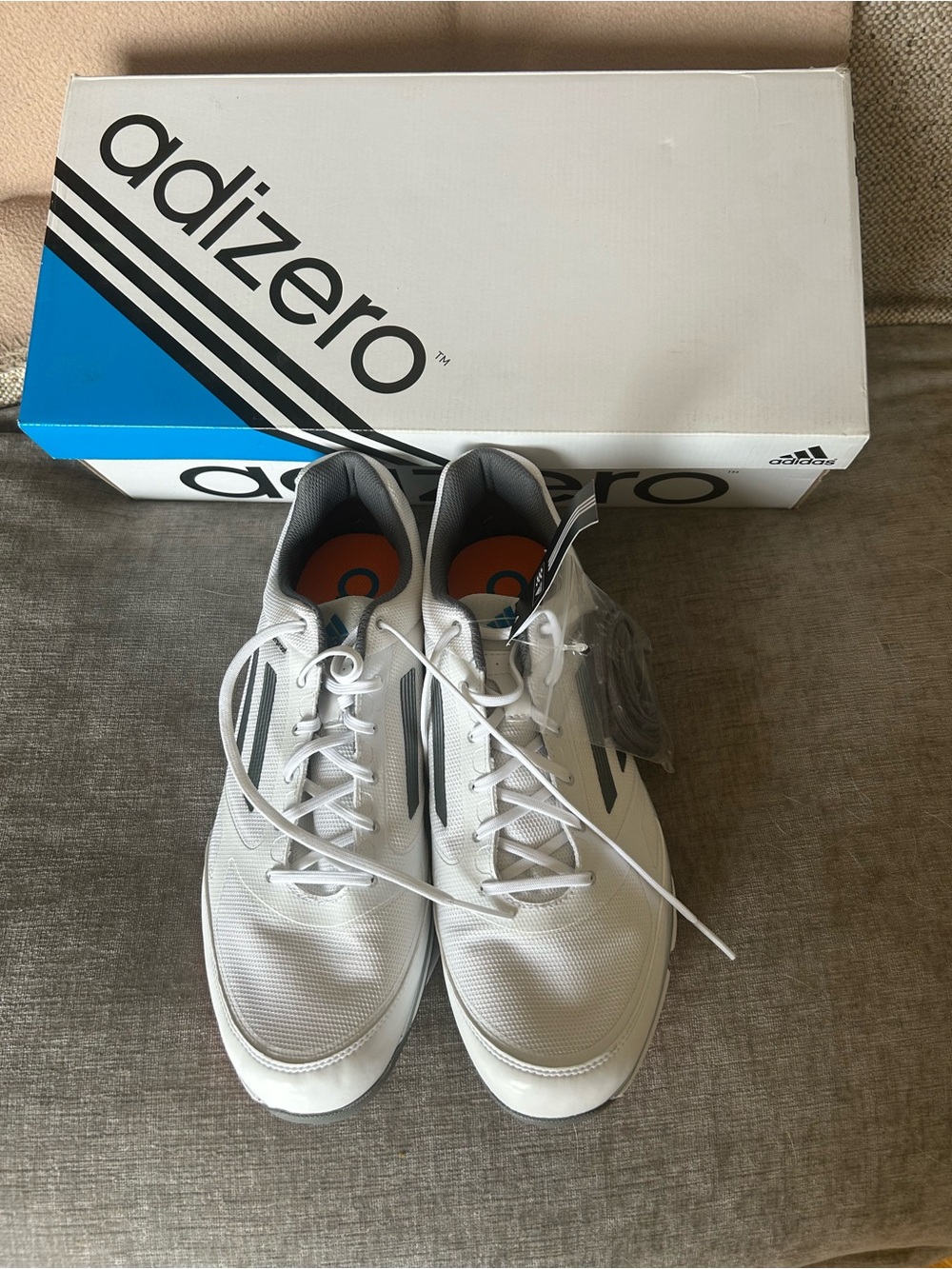 adidas Men’s White Athletic Running Shoes with Gray Accents